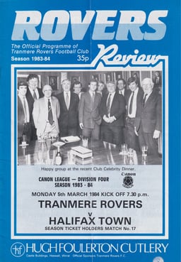 Tranmere Rovers v Halifax Town Match Programme 1984-03-05